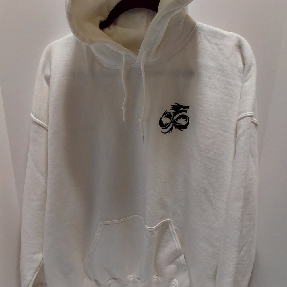 Gildan White Hoodie with Cool Design Size XL - Picture 2 of 7